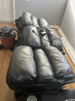 Black Leather Power Recliner Couch
