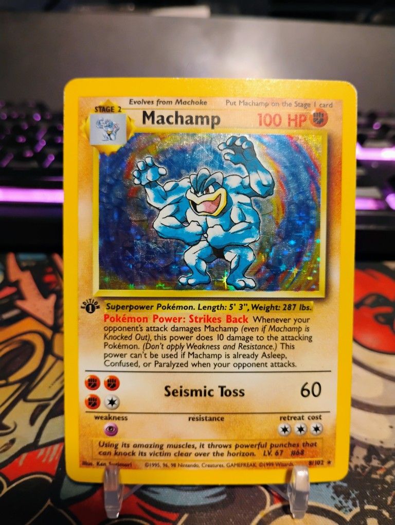 Machamp 1st Edition 8/102 Holo Rare Base Set Pokemon