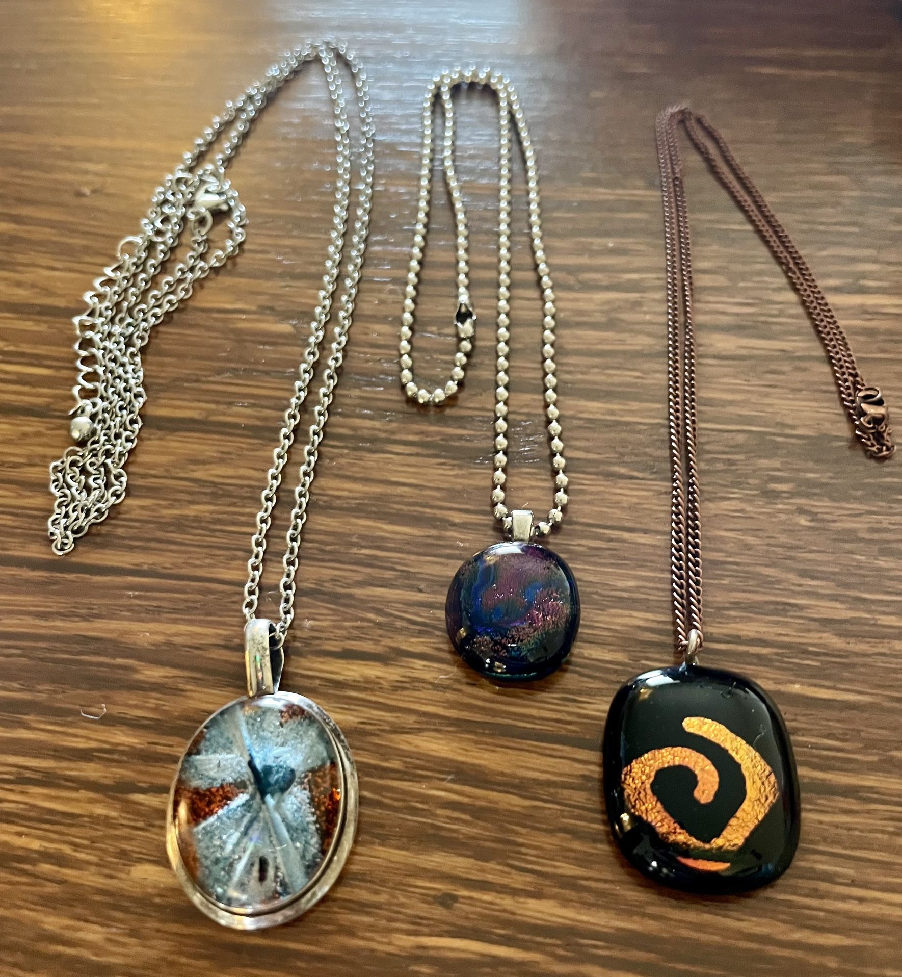 Glass Pendants With Chains. 3 For $7