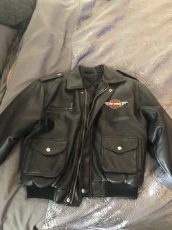 Harley Davidson black leather jacket, size Youth Medium