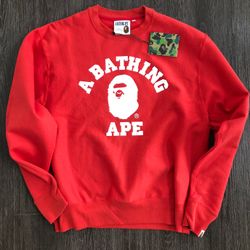 BAPE Bathing ape 1x RELAXED COLLEGE CREWNECK MENS - / Red / Medium for $350