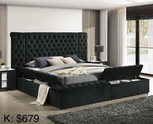 King bed frame with storage
