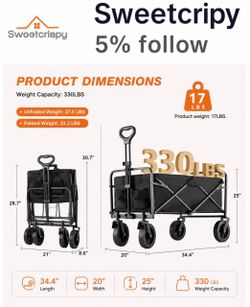 Black Folding Utility Wagon Cart