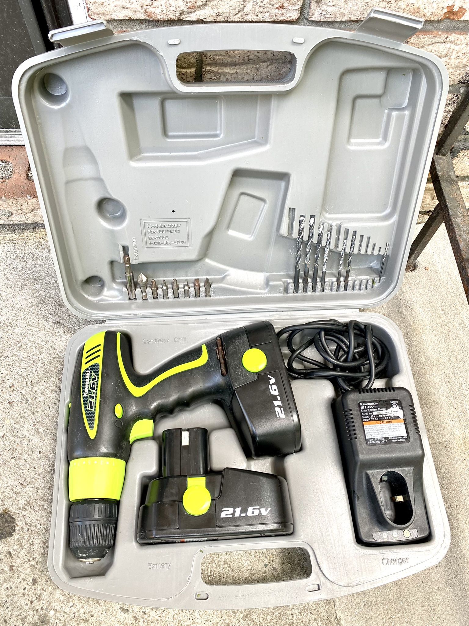 Kawasaki 21.6V Cordless Drill 2 Batteries Charger Bits Case for Sale in Brooklyn NY OfferUp