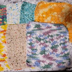 Hand Crocheted Dishcloths Or Washcloths Made With Cotton Yarn. $2 Each 