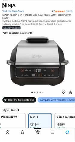 Ninja Foodi 6-in-1 Indoor Grill & Air Fryer EG201