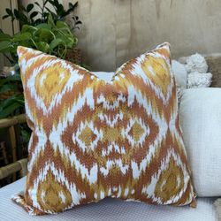Callisto Down Filled Pillow Red Orange Textured Geometric Velvet Diamond Bright Modern Designer Boho