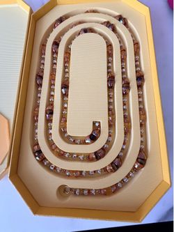 Authentic Swarovski Somnia Extra-Long Necklace – Tiger's Eye & Brown Crystals
