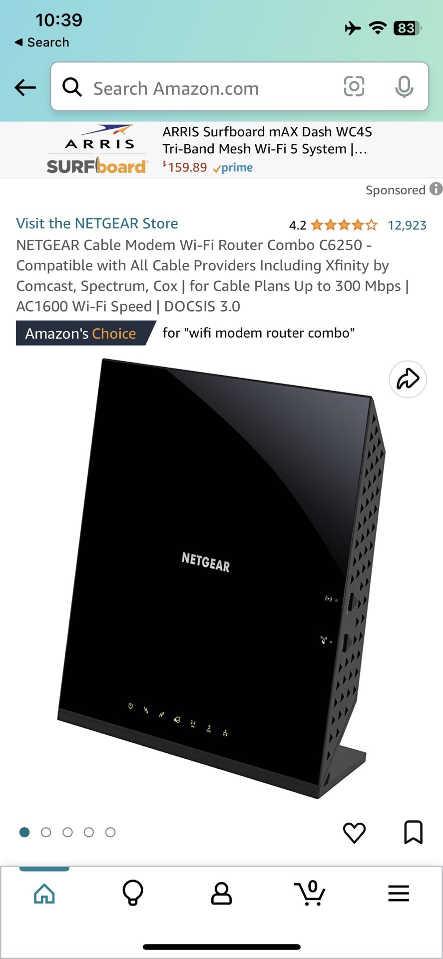 Netgear Cable Modem Router - DOCSIS 3.0 - C6250