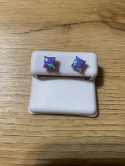 Purple-Blue Natural Opal Earrings