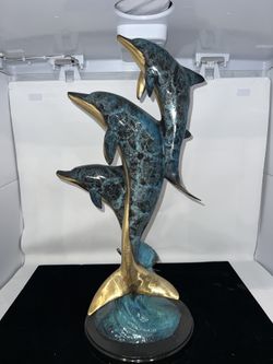 Bronze Tree Dolphins Statue 