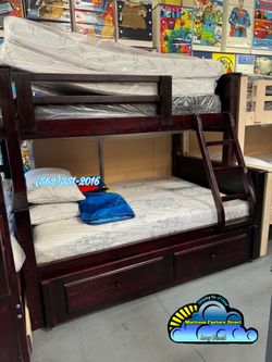 Twin full Cherry bunk bed with trundle matrimonial Nuevo colchones