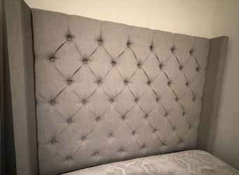 Gray Upholstered Bed