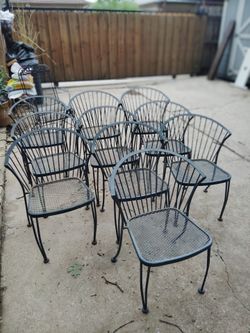 Wrought Iron Stackable Patio Chairs (10)