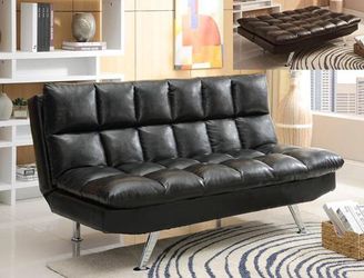 Sundown Black Faux Leather Adjustable Futon Sofa | 5250