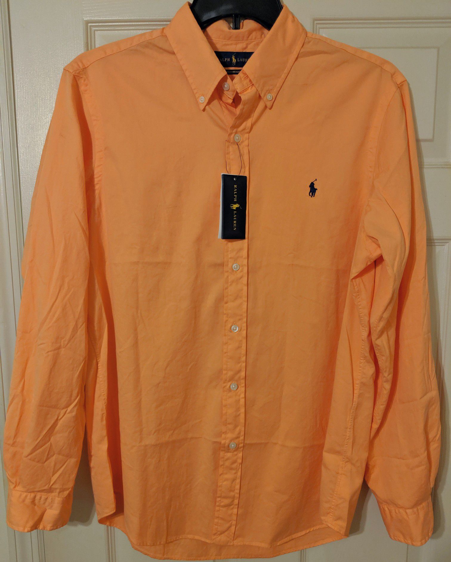 $89.50 Polo Ralph Lauren, Feather-Weight Twill Shirt Orange. Size L - BRAND NEW WITH TAGS