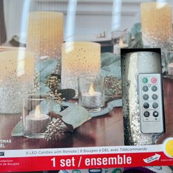 Set of 8 LED Christmas candles with remote, Brand New