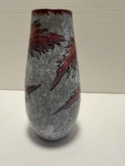 Vintage Mid Century Italian Style Hand Painted Fall Leaf Vase