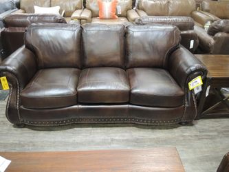 Rocky Mountain Durango Brown Leather Nailhead Sofa