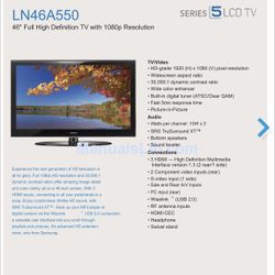 46in Samsung HDTV 1080p