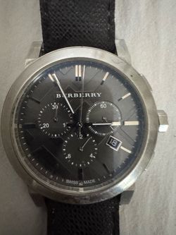 Burberry Chronograph Watch Black Leather Strap