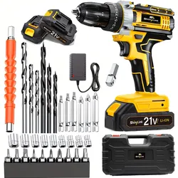 21V Cordless Drill Tool Set Rechargeable Toolbox