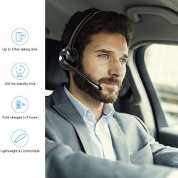 Vont Bluetooth Headset with Microphone, V5.0, Wireless Headset, CVC 6.0 Noise Cancel, Bluetooth Headphones with Mic, Phone Headset, Headsets Suitable 
