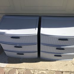 Pair of Sterilite Brand Plastic 3-Drawer Dresser / Storage Portable Container