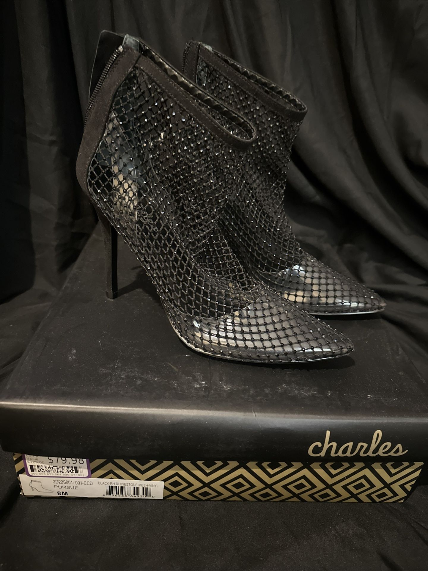 Charles David Womens Pursue Black Booties Size 8
