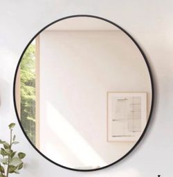 New- 32” Circles Black matte framed mirror
