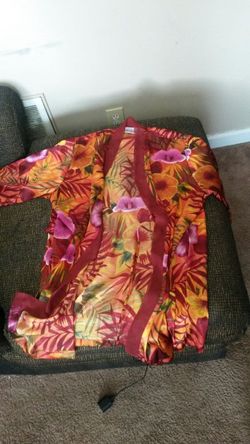 Silk floral robe