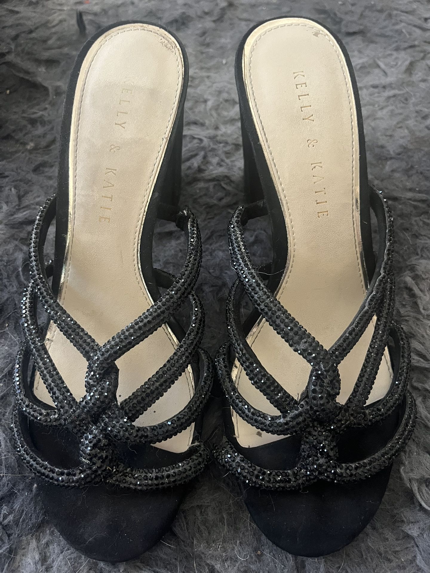 Kelly & Katie Beaded Black Block Heels