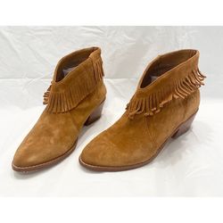 JOIE Makena Suede Fringe Ankle Boots Booties Shoe Camel Tan Sz 37.5/6 US