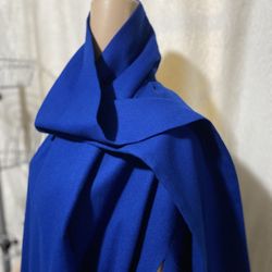 Vintage MERINO WOOL Royal Blue Cape