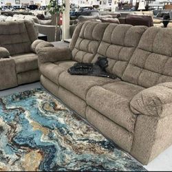Workhorse Cocoa Reclining Living Room Set.. Sofa And Loveseat 
