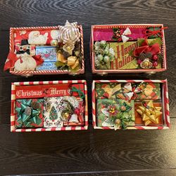 Vintage Homemade set of 4 Christmas Train carts Christmas decor 10” long
