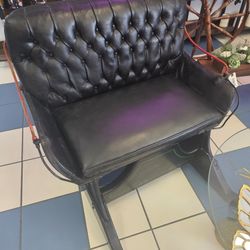 Vintage Black Leather Sleigh
