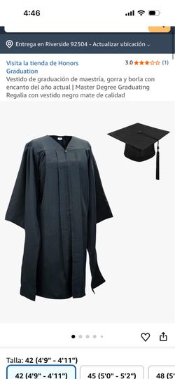 Vestido de graduación de maestría, gorra y borla con encanto del año actual | Master Degree Graduating Regalia con vestido negro mate de calidad