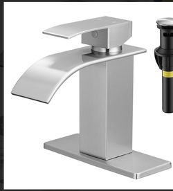 Brushed Nickel Waterfall Bathroom Faucet