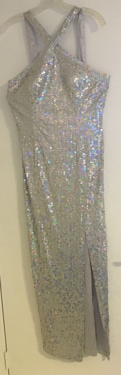long dress with silver sequins