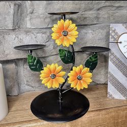 Sunflower Black Candle Holders(never Used)