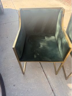 Green Velvet/Gold Metal Chair