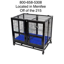 43” double door collapsible and stackable dog cage