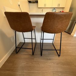 Ivy Bronx Liekele Upholstered Counter Height Modern Dining Stools (Set of 2)
