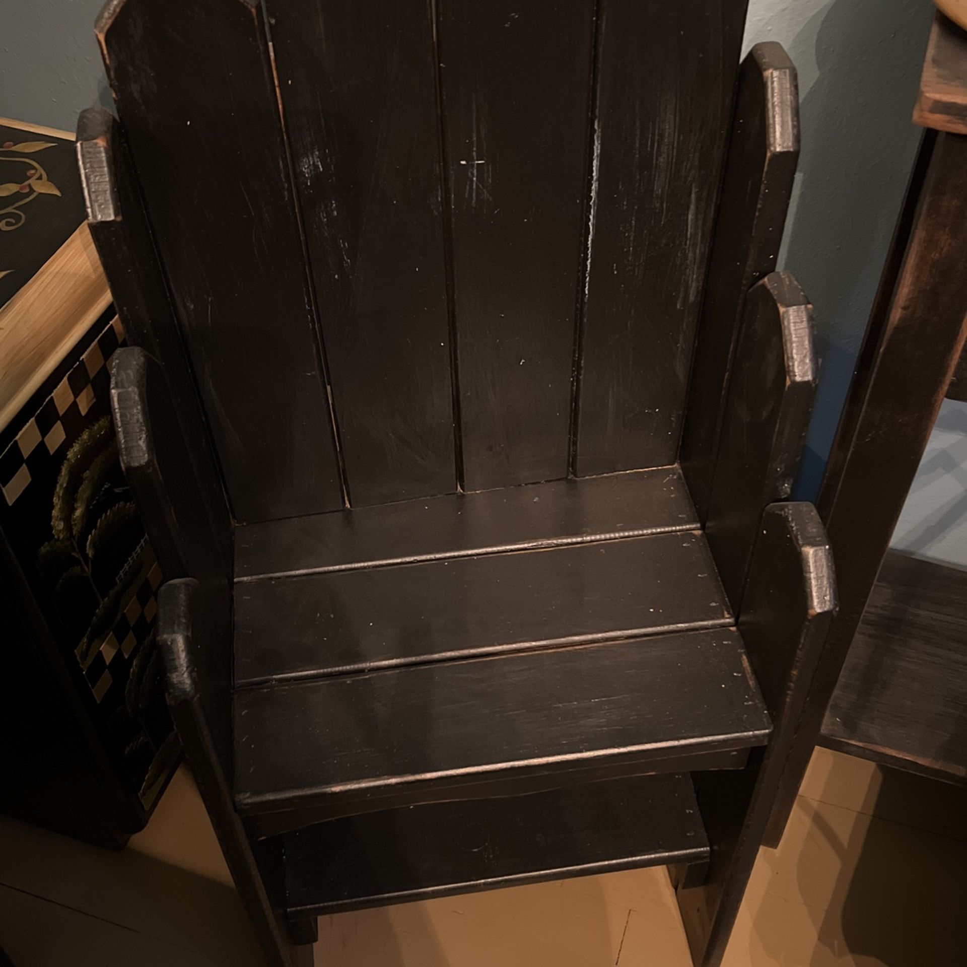 Black Wooden Chair With Shelf Underneath 