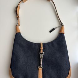 Coach Denim And Tan Hobo Bag