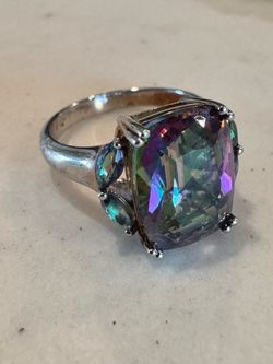 Silver Ring with Mystic Topaz Stone