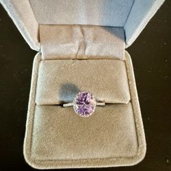 Sterling Silver And Lab Created Amethyst Ring
