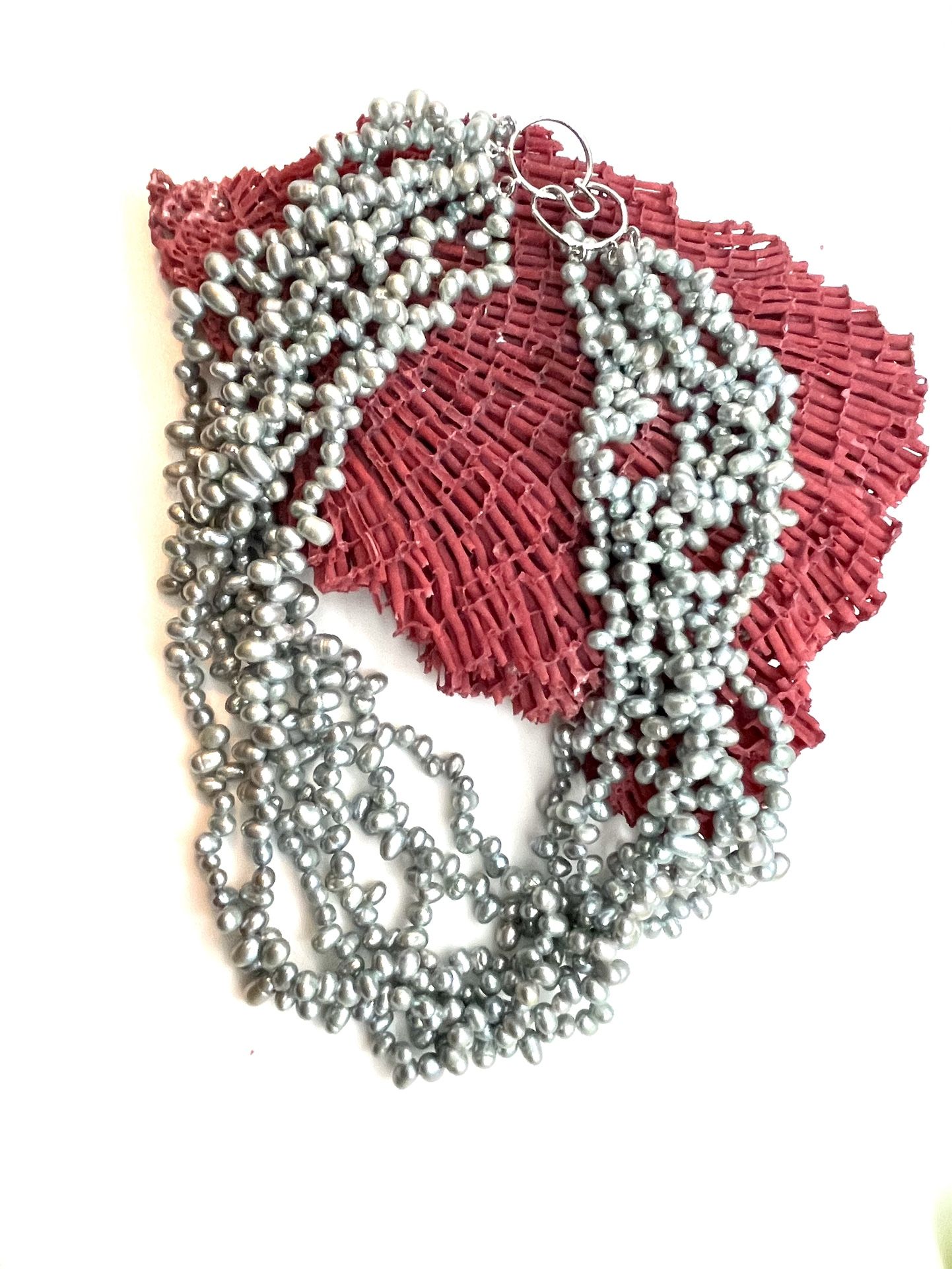 Genuine Gray Multistrand Pearl Necklace