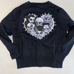 Loungefly Women Universal Monsters Stitch Shoppe "Alexa" Cropped Cardigan & Pin SMALL